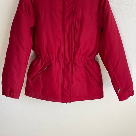 LAUREN RALPH LAUREN Red Down Fill Faux Fur Hood Cinch Waist Puffer Winter Jacket - Picture 6 of 14
